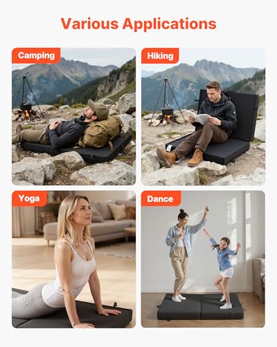 VEVOR Bouldering Crash Pad, Bi-Fold Rock Climbing Crash Pad with Adjustable Backpack Straps and Handle, Foldable Lightweight for Indoor Bouldering & Outdoor Climbing - size: 48.4 x 35.6 x 3.9 in / 1230 x 905 x 100 mm