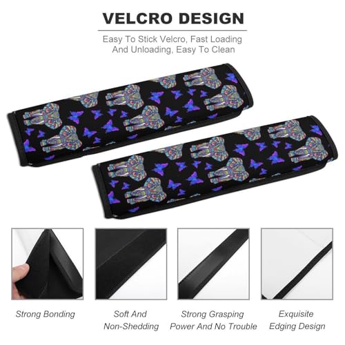 2 Pack Elephant Butterfly Art Seat Belt Cover Universal Fit Shoulder Harness Cover for Girls and Boys, Car Seats Pushchair Strollers High Chair Pushchair - color: Pattern 668