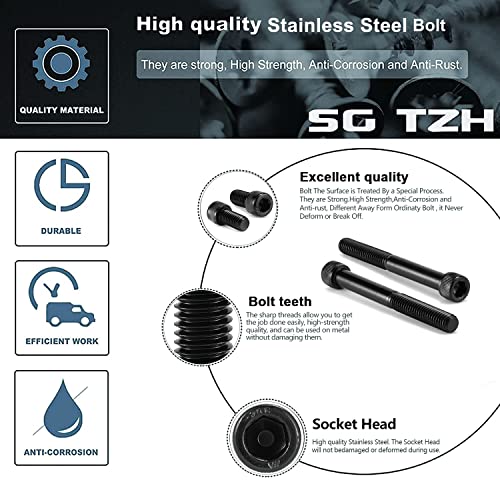 1/4-20 x 3-1/2" Socket Head Cap Screws Bolts, 20Pcs 304 Stainless Steel 18-8, Allen Socket Hex Drive, Fully Threaded, Black Oxide by SG TZH(with Hex Spanner) - size: 1/4-20 x 3-1/2"