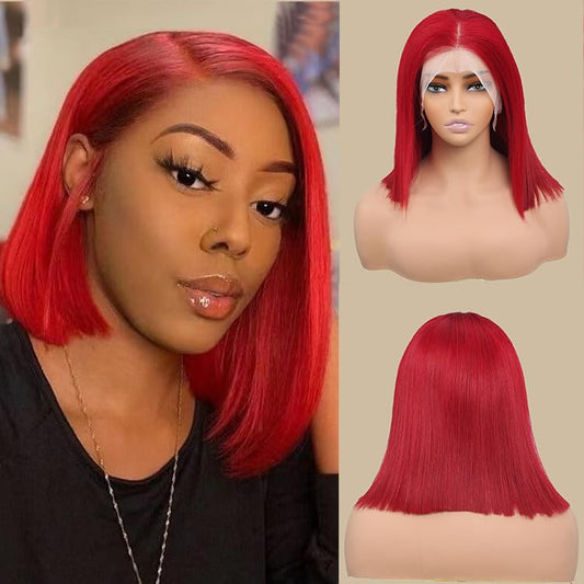Red Bob Wig Human Hair Wear And Go Glueless Bob Wig 13X4 Hd Lace Front Wigs Human Hair Bob Human Hair Wigs For Black Women 200%