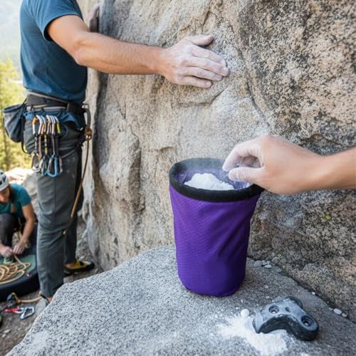 Waterproof Magnesia Sack with Belt Climbing Chalk Bag Magnesia Powder Pouch for Mountaineering Travel Sports Fitness Golf - color: Purple