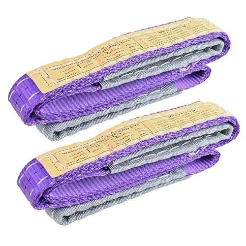 2-Pack 1Inches x 3.3Ft 2-Ply Twisted Eye & Eye Polyester Lifting Sling, Lifting Slings 2204lbs Webbing Sling, Heavy Duty Lift Sling Web for Industrial Shop Use, Hoist, Tree Stumps