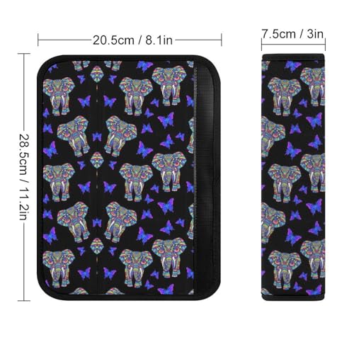 2 Pack Elephant Butterfly Art Seat Belt Cover Universal Fit Shoulder Harness Cover for Girls and Boys, Car Seats Pushchair Strollers High Chair Pushchair - color: Pattern 668