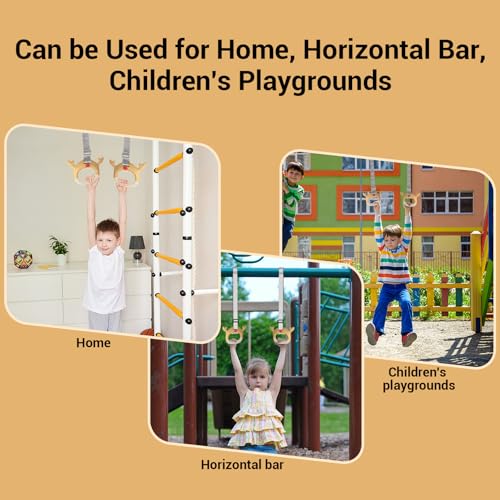 Gymnastics Rings, Professional Children Trapeze Bar Pull Up Rings, Playground and Home Exercise Gym Equipment, Children's Adjustable Strap Strength Training Rings - color: Brown - 1M Strap