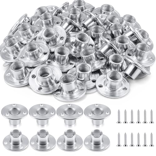 120 Pcs 3/8-16 x 7/16" T-Nuts with 360 Pcs Screws for Climbing | Brad Hole Tee Nut Corrosion Resistant Heavy Duty Flange Female Thread Insert Nuts for Wood Rock Climbing Holds Furniture