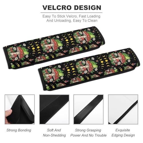 2 Pack Frog Trippy Mushroom Moon Phase Car Seat Straps Shoulder Pads Soft Padded Shoulder Harness Cover for Adult Use, Stroller Pushchair High Chair, Pressure Relief - color: Pattern 82