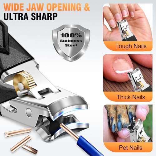 2026 Toenail Clippers for Thick Toenails | Wide Jaw Opening Toe Nail Clippers for Men, Heavy Duty Ingrown Toenail Clippers, Sharp Slanted Cutters with Long Handle