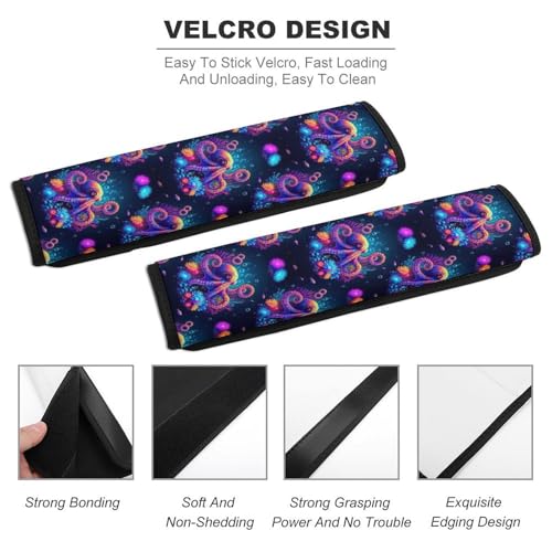 2PCS Octopus Collage Ocean Marine Life Seat Belt Cover Breathable Automotive Seat Belt Protector for Adult Use, Most Cars, Pressure Relief - color: Pattern 1220
