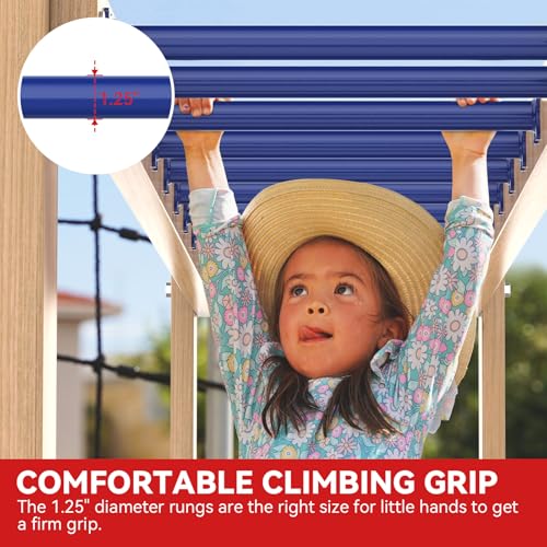 16.5 Inch Monkey Bars Kit Monkey Bar Ladder Rungs (Dark Blue, 12 Pcs) | Indoor Outdoor Metal Monkey Bars for Backyard - color: Blue Purple