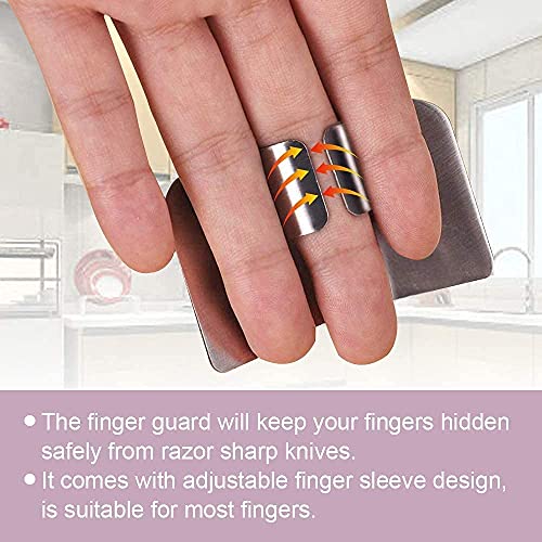 Promifun Finger Guards for Cutting, 4 Pcs Stainless Steel Finger Protector for Cutting Food, Knife Guard, Chopping Protector for Dicing and Slicing in Kitchens