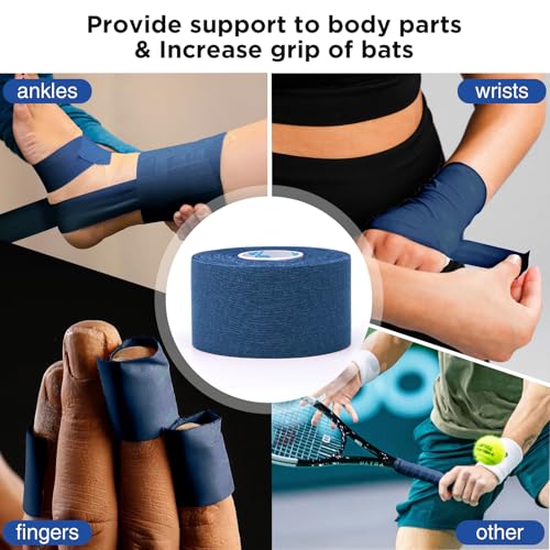OK TAPE 4 Rolls Athletic Tape, Sports Tape, Very Strong Easy Tear Wrist Ankle Tape, No Sticky Residue | Athletes, Medical, Athletic Trainers- 1.5inch x 15yards (Blue) - color: Blue-4 Rolls, size: 15 yards