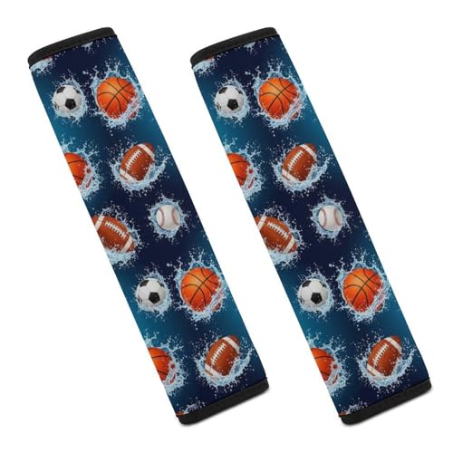 2 Pack Sports Balls Basketball Baseball Football Soccer Car Seat Belt Pad Soft Padded Seat Belt Cushion for Child, Stroller Pushchair High Chair, Shock Absorption - color: Pattern 175