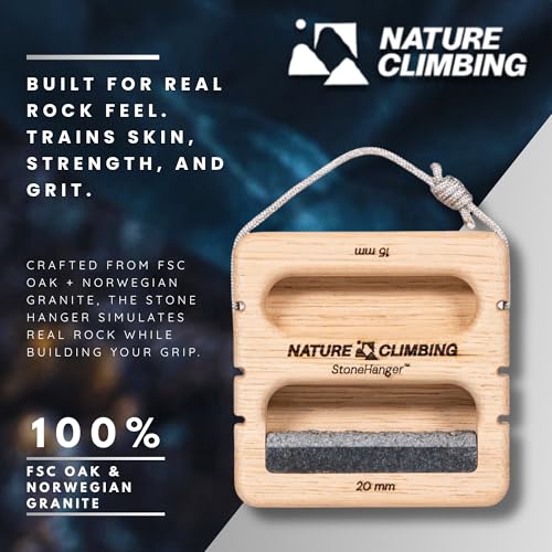 Portable Hangboard | Rock Climbing Hangboard | Hang Board for Climbing | Fingerboard | Strengthen Your Fingers | Bouldering Gifts | Hard Wood - color: Granite