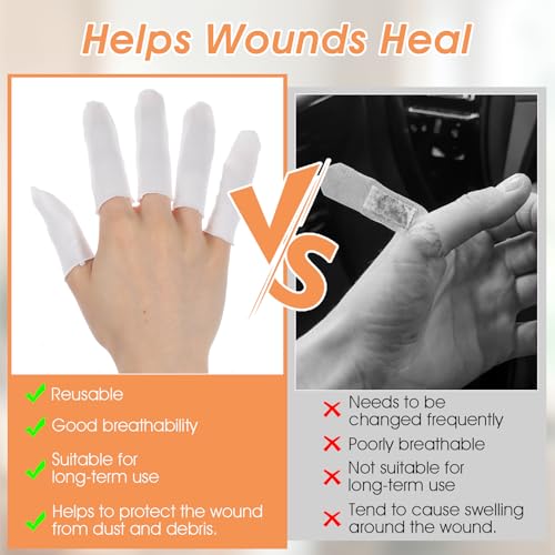 200 Pcs Cotton Cots for Finger,Cloth Finger Cots,Fingers Gauze Sleeve Thumb Protector Covers,White Fingers Condom Sleeves Protectors for Injury,Comfortable Breathable,Moisture Wicking