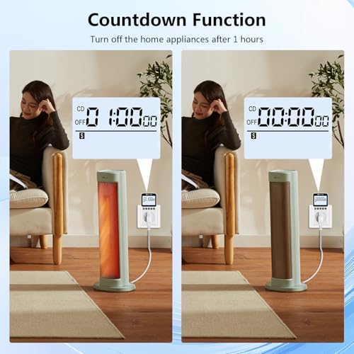 KETOTEK KTTS02 Repeat Cycle Timer Outlet Plug in Timer Switch Socket | Indoor Electrical Countdown Timers for Lights,Aquarium,Pets Home Appliances