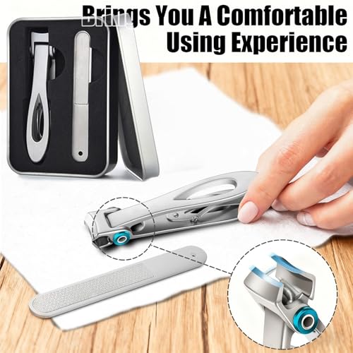 Bestac Heavy Duty Ultra Wide Jaw Nail Clippers Set - Stainless Steel Toenail Clippers for Thick Nails, Seniors, Men & Women - Big Manicure Pedicure Nail Cutter Kit (Silver) - color: Silver
