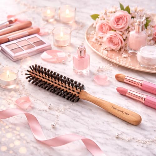Boar Bristle Hair Brush [ Made in Japan ] 100% Natural Bristle Slick Back Brush for Styling, Separating, Shaping, and Blow-Drying for Women and Men (Round Brush) - color: Round Brush