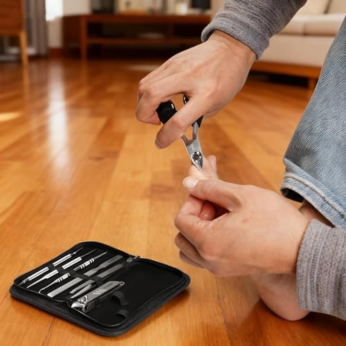 Heavy Duty Toenail Clipper Set for Seniors with Case | 8 in 1,Precision Sharp Blades,Great for Home and Travel