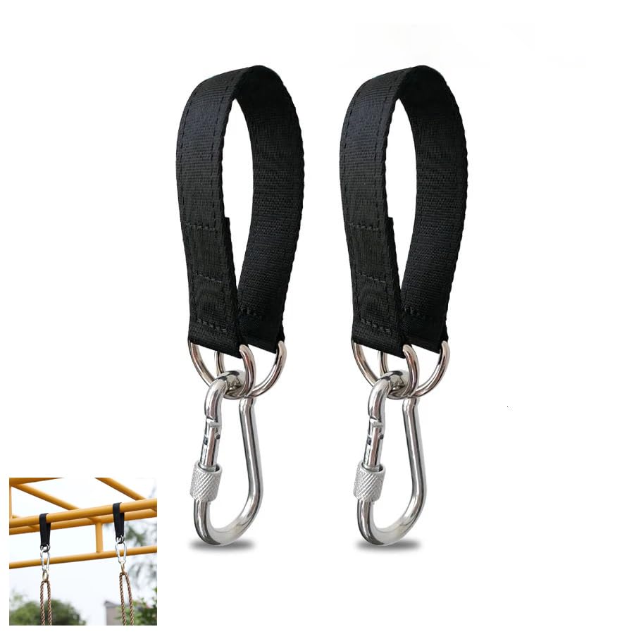 2 Pack Tree Swing Straps Hanging Kit 50cm 400lbs Heavy Duty Belt with Safer Lock Snap Hook Clip Carabiner Connector for Hammock Punching Bag Swings Chair Seat Gym Bar Handle Cable Outdoor