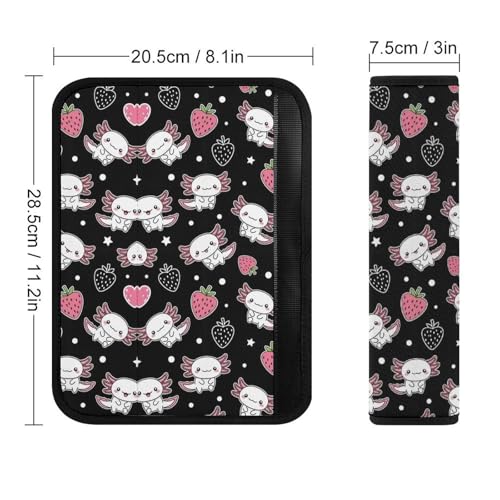 2 Pack Cute Axolotl Strawberry Funny Pink Seat Belt Cover Universal Fit Seat Belt Cushion for Kids, Stroller Pushchair High Chair, Neck and Shoulder Support - color: Pattern 584