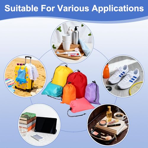 Drawstring Bag with Toggle, Stuff Sack String Waterproof Travel Storage Bags Cinch Stuff Pouch -Fitting for Yoga - color: Sapphire Blue/Orange/Black