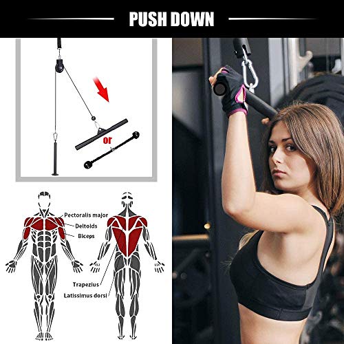 Cable Pulley System Gym,Fitness LAT and Lift Pulley System Dual Cable Machine with Upgraded Loading for Triceps Pushdown,Biceps Curl,Back,Shoulder Workouts Home Gym Equipment