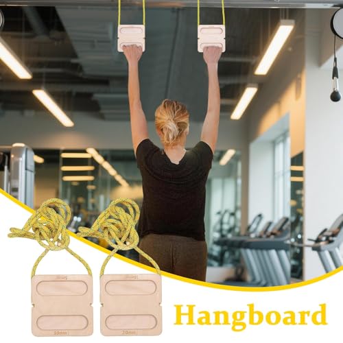 Climbing Hangboard Wooden Portable with Lanyard | Doorway Mount Climbing Hangboard for Women Men Athletes Beginners Professionals Home Gym Apartment Garage Rainy Day