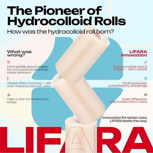 LIFARA Hydrocolloid Roll for Wound Care - Cut-to-Size, Hydrocolloid Patch Bandages with Self-Adhesive, Ultra Absorbent & Waterproof, First Aid Kit Essential (11.8mil/ 0.3mm Thickness, 4in*12ft) - size: 4in*12ft, 11.8mil/ 0.3mm Thickness