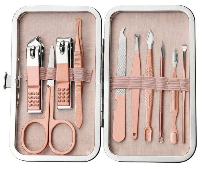 Nail Clipper Manicure Set, 10 in 1 Stainless Steel Professional Pedicure Kit Nail Scissors Grooming Kit with PU Leather Case for Travel & Home Use - size: 10 In 1