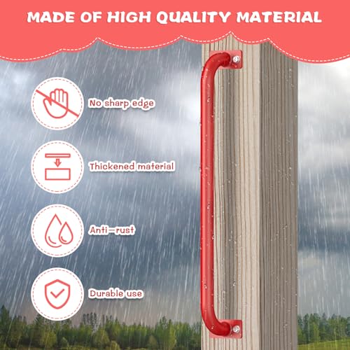 SELEWARE 42" Red Playground Ladder Handle Metal Playset Handles Grab Bars | 500LB 2Pcs Heavy Duty Steel Kids Playground Handles for Indoor/Outdoor Ladder Handrail Swing Set Treehouse Rock Climbing Wall - color: D: 42"-2 Pcs-red