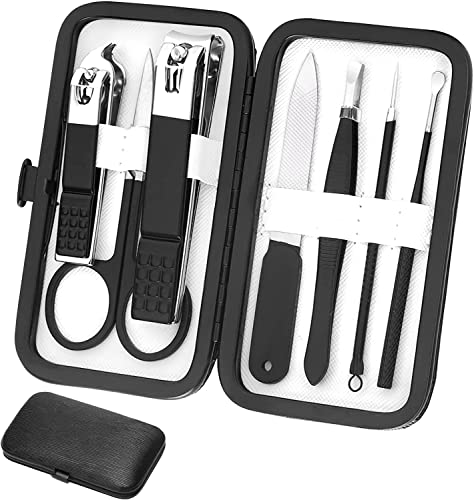 Aceoce Nail Clippers Set Professional Manicure Set Grooming Kits Nail Kit | Stainless Steel Finger and Toe Nail Clippers Travel Manicure Pedicure Kit Nail Care Kit Personal Care Tools Gifts for Men - color: Black and White