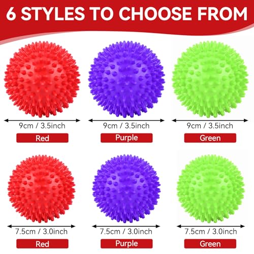 2Pcs Spiky Hard Massage Balls,Soft Spiked Manual Massager Rollers Body Spiky Balls Fitness Finger Relax Tool for Plantar Fasciitis Exercise Back Feet (Large Size 9cm) - color: Red, size: Large size 9cm