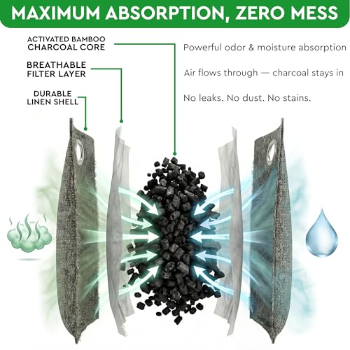 Activated Charcoal Shoe Odor Elimination Bags. Remove Strong Odors in Car, Closet, Basement. 6 Activated Charcoal Bags Odor Absorbers for Home. Bamboo Charcoals Air Purifying Bag Charcoals Deodorizer