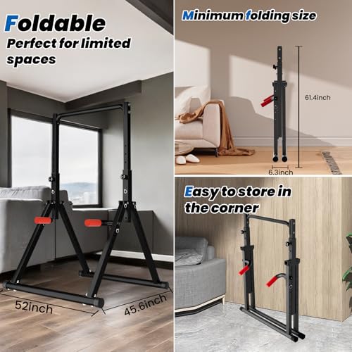 DOBESTS Power Tower Pull Up Bar Free Standing, Foldable Pull Up Station - color: Black Style 2 - Pull Up Bar