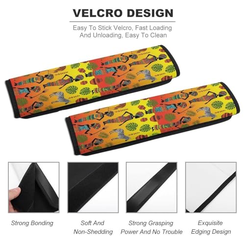 2 Piece Soft Padded Car Seat Belt Pad for Elderly Support, Stroller Pushchair High Chair, Ethnic Afro African Traditional Exotic Tribal Black Woman Shoulder Harness Cover, Shock Absorption - color: Pattern 308