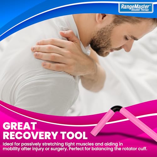 RangeMaster ShoulderWand Therapy Stretching Tool│Collapsible Stretching Bar│Physical Therapy Tool for Recovery and Increasing Motion (Pink) - color: Pink