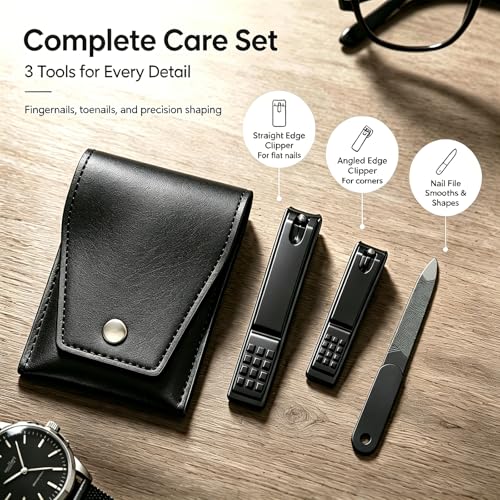 Manicure Set Gift Ideal for Husband,Stocking Stuffers for Men and Teen Boy | Sharp Carbon Steel Clippers Trim Fingernails and Toenails; A Christmas Essential Your Boyfriend and Dad Will Use