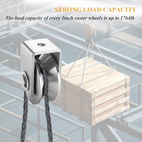 Stainless Steel V Groove Wheel Heavy Duty Pulley Smooth Rolling Door Wheels Sliding Gate Hardware High Weight Capacity Rollers Rolling Driveway Gate Bracket Rollers for Carts Furniture Machinery - size: 4pc 3inV