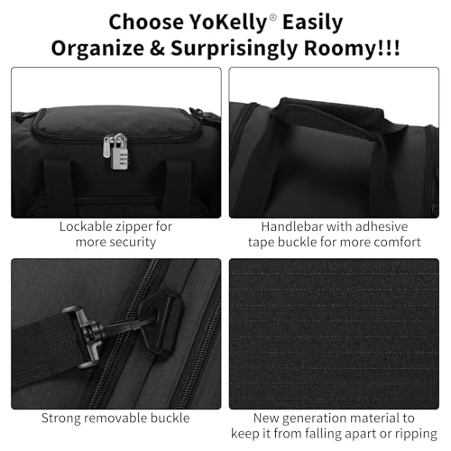 Small Duffel Bag, 17 inch, Black | 25L, Multi Pockets, Carry On, Weekender Bag, Travel Gym Sport, 17x10x9 in - color: Black, size: 17 inch - 1.0