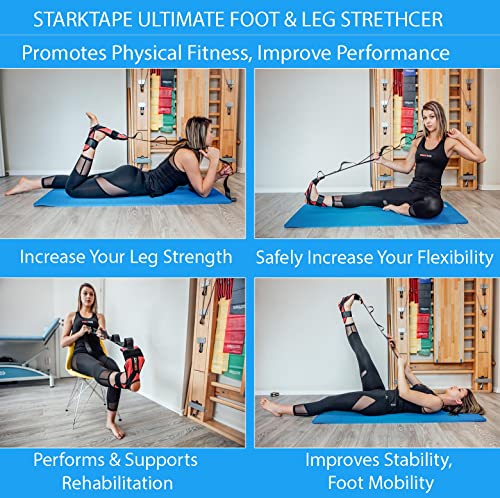Foot and Leg Stretcher. Stretching Strap Loops for Plantar Fasciitis, Heel Spurs, Foot Drop, Hamstring, Quads. Improve Strength, Stretches, Achilles Tendonitis Stretch and Calf Pain Relief - color: Red