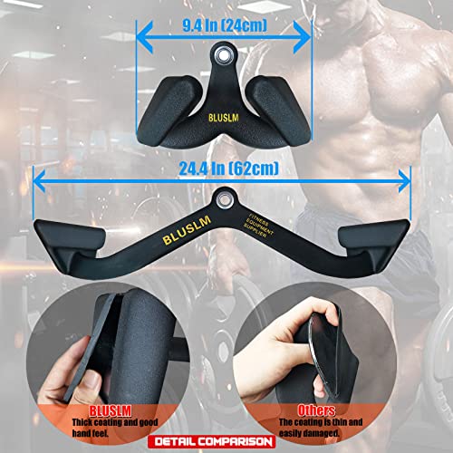 BLUSLM LAT Pull Down Bar for Cable Machine, LAT Pulldown Attachments T-bar V-bar Cable Attachment for Gym, Back Tricep Strength Training Handle - size: 2 Pieces