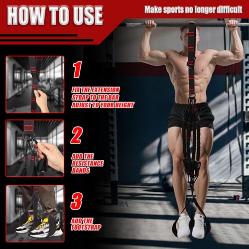 Pull Up Assistance Bands Heavy Duty Pull Up Workout Band with Feet Rest 4 Pull Up Bands Assistance Bands for Pull-Up Body Stretching Home Fitness