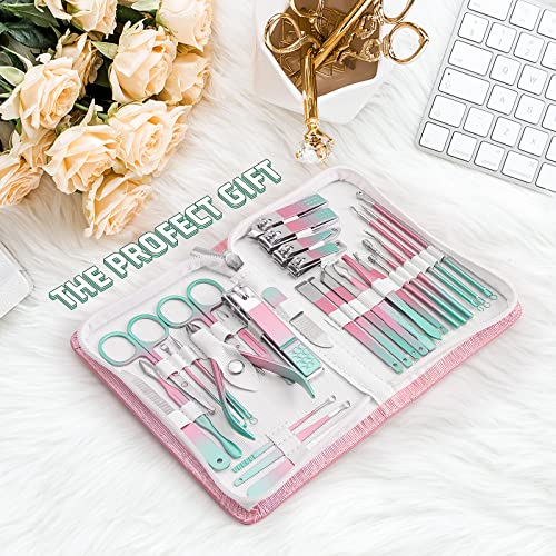 WOAMA Manicure Set 30 In 1 Pedicure Kit Nail Clippers Set Manicure Kit Professional Stainless Steel Nail Kit For Women Men - color: Rainbow