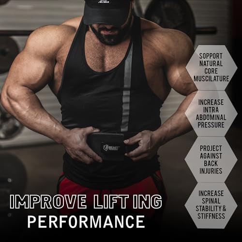 Beast Power Gear Weight Lifting Belt Lever Buckle 10MM 13MM Thick & 4 Inches Free Strap Weightlifting, Powerlifting, Deadlifts, Squats Men Women - color: Black/Black, size: Small
