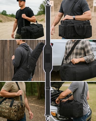 WYNEX Shoulder Strap, 55 inch Universal Bag Strap Replacement with Pad | Single Shoulder Strap with Detachable Thick Pad, Crossbody Bag Strap for Tactical Pouch Tool Bag Messenger Bag Luggage Duffle - color: Black, size: 2“ Strap
