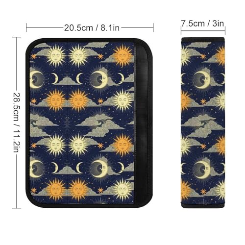2 Piece Sun Moon Celestial Hippie Sun Moon Car Seat Belt Pad Breathable Seat Belt Cushion for Child, Stroller Pushchair High Chair, Easy Install (No Tool) - color: Pattern 678