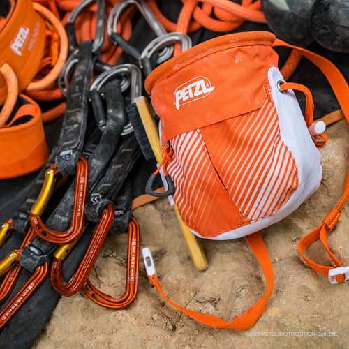 Petzl SAKAPOCHE Ergonomic Chalk Bag with Pocket - color: Orange/White