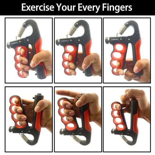 Grip Strength Trainer, 5-100KG (11-220 LB) Adjustable Resistance Forearm Hand Gripper Strengthener with Counter, Hand Wrist Exercise Workout Equipment for Home/Office Gym - color: Red