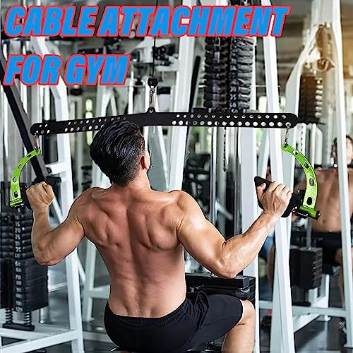 Multi-Grip LAT Pull Down Bar for Home Gym Fitness, Spreader Plate LAT Pulldown Attachments for Pulley System Cable Machine, Double to Single Cable Attachment Exercise Handle - color: Multi Hole Bar 2