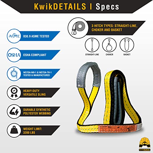 KwikSafety - Charlotte, NC - Mighty Sumo 1”x 4’ Poly Web Sling Lifting Strap Construction ASME OSHA / 3200lbs Vertical 2550lbs Choker 6400lbs Basket/Rigging Moving Towing Hoisting Gear - size: 1"X4' | 3200 lbs